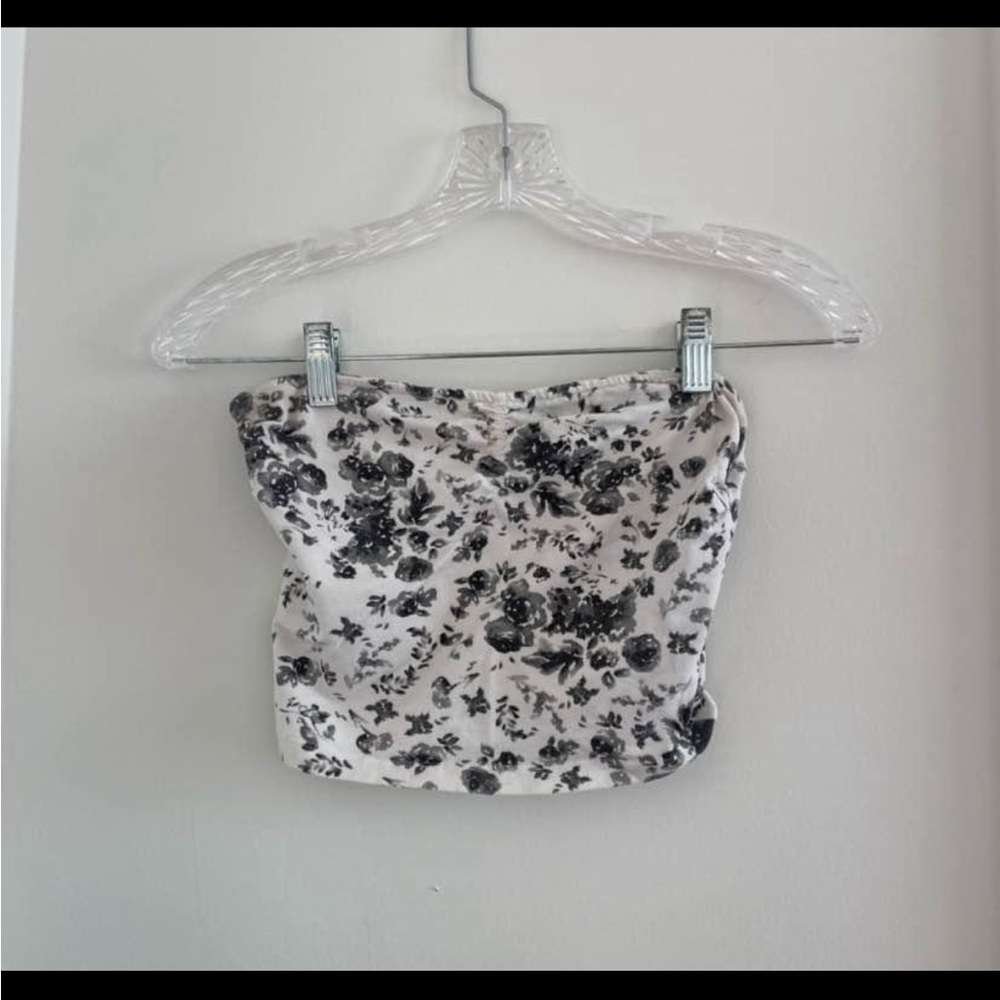 Garage Black and White Floral Tank Top
